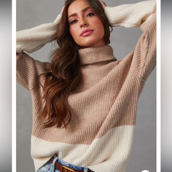 Stephenson Color block Turtleneck Sweater - Picture 1 of 4